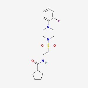 molecular formula C18H26FN3O3S B2703215 N-[2-[4-(2-fluorophenyl)piperazin-1-yl]sulfonylethyl]cyclopentanecarboxamide CAS No. 897613-38-6