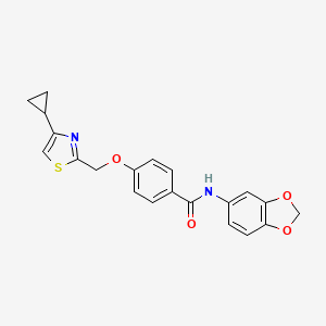 molecular formula C21H18N2O4S B2703241 N-(2H-1,3-benzodioxol-5-yl)-4-[(4-cyclopropyl-1,3-thiazol-2-yl)methoxy]benzamide CAS No. 1251559-25-7