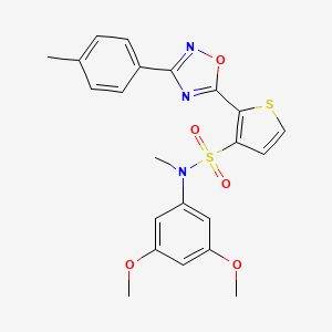 molecular formula C22H21N3O5S2 B2703250 N-(3,5-dimethoxyphenyl)-N-methyl-2-[3-(4-methylphenyl)-1,2,4-oxadiazol-5-yl]thiophene-3-sulfonamide CAS No. 1105242-99-6