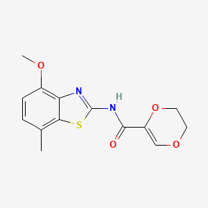 molecular formula C14H14N2O4S B2703254 N-(4-methoxy-7-methyl-1,3-benzothiazol-2-yl)-5,6-dihydro-1,4-dioxine-2-carboxamide CAS No. 862807-62-3