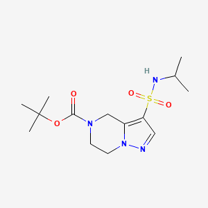 molecular formula C14H24N4O4S B2703279 Tert-butyl 3-(propan-2-ylsulfamoyl)-6,7-dihydro-4H-pyrazolo[1,5-a]pyrazine-5-carboxylate CAS No. 2138253-45-7