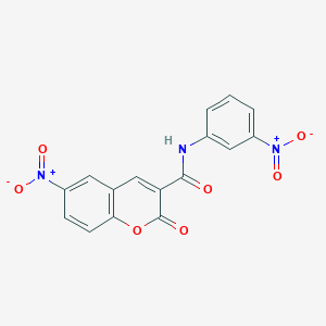 molecular formula C16H9N3O7 B2703284 6-nitro-N-(3-nitrophenyl)-2-oxo-2H-chromene-3-carboxamide CAS No. 302815-02-7