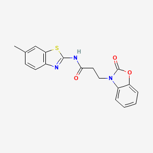 molecular formula C18H15N3O3S B2703292 N-(6-methyl-1,3-benzothiazol-2-yl)-3-(2-oxo-1,3-benzoxazol-3(2H)-yl)propanamide CAS No. 851989-50-9