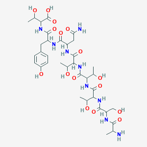 2-[[2-[[4-Amino-2-[[2-[[2-[[2-[[2-(2-aminopropanoylamino)-3-hydroxypropanoyl]amino]-3-hydroxybutanoyl]amino]-3-hydroxybutanoyl]amino]-3-hydroxybutanoyl]amino]-4-oxobutanoyl]amino]-3-(4-hydroxyphenyl)propanoyl]amino]-3-hydroxybutanoic acid