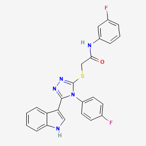 molecular formula C24H17F2N5OS B2703310 N-(3-fluorophenyl)-2-{[4-(4-fluorophenyl)-5-(1H-indol-3-yl)-4H-1,2,4-triazol-3-yl]sulfanyl}acetamide CAS No. 946276-35-3