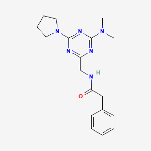 molecular formula C18H24N6O B2703343 N-((4-(dimethylamino)-6-(pyrrolidin-1-yl)-1,3,5-triazin-2-yl)methyl)-2-phenylacetamide CAS No. 2034574-24-6