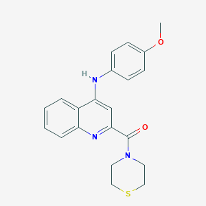 molecular formula C21H21N3O2S B2703354 N-(4-methoxyphenyl)-2-(thiomorpholine-4-carbonyl)quinolin-4-amine CAS No. 1226428-19-8