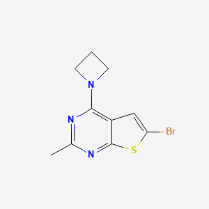 molecular formula C10H10BrN3S B2703395 1-{6-Bromo-2-methylthieno[2,3-d]pyrimidin-4-yl}azetidine CAS No. 2155852-65-4