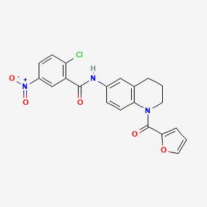 B2703405 2-chloro-N-(1-(furan-2-carbonyl)-1,2,3,4-tetrahydroquinolin-6-yl)-5-nitrobenzamide CAS No. 941949-44-6