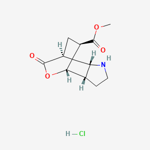 molecular formula C11H16ClNO4 B2703406 Methyl (1S,2R,6S,7S,11R)-9-oxo-8-oxa-3-azatricyclo[5.2.2.02,6]undecane-11-carboxylate;hydrochloride CAS No. 2416219-00-4