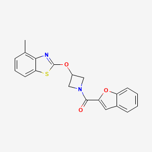 molecular formula C20H16N2O3S B2703408 Benzofuran-2-yl(3-((4-methylbenzo[d]thiazol-2-yl)oxy)azetidin-1-yl)methanone CAS No. 1396874-27-3