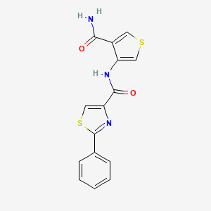 molecular formula C15H11N3O2S2 B2703410 N-(4-carbamoylthiophen-3-yl)-2-phenyl-1,3-thiazole-4-carboxamide CAS No. 2097902-02-6