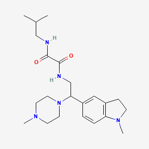 molecular formula C22H35N5O2 B2703430 N1-isobutyl-N2-(2-(1-methylindolin-5-yl)-2-(4-methylpiperazin-1-yl)ethyl)oxalamide CAS No. 922557-92-4
