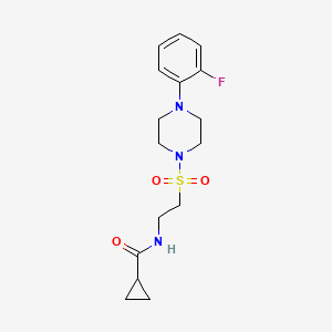 molecular formula C16H22FN3O3S B2703505 N-(2-((4-(2-fluorophenyl)piperazin-1-yl)sulfonyl)ethyl)cyclopropanecarboxamide CAS No. 897613-37-5