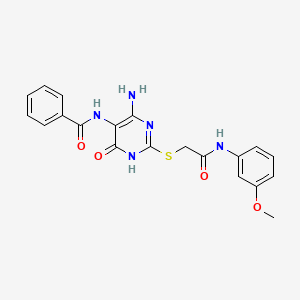 molecular formula C20H19N5O4S B2703510 N-(4-amino-2-((2-((3-methoxyphenyl)amino)-2-oxoethyl)thio)-6-oxo-1,6-dihydropyrimidin-5-yl)benzamide CAS No. 888431-61-6