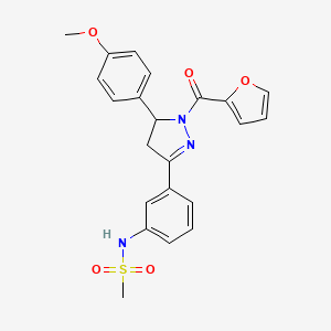 molecular formula C22H21N3O5S B2703517 N-(3-(1-(furan-2-carbonyl)-5-(4-methoxyphenyl)-4,5-dihydro-1H-pyrazol-3-yl)phenyl)methanesulfonamide CAS No. 851718-73-5