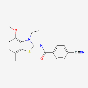 molecular formula C19H17N3O2S B2703530 (Z)-4-cyano-N-(3-ethyl-4-methoxy-7-methylbenzo[d]thiazol-2(3H)-ylidene)benzamide CAS No. 868369-42-0