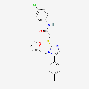 molecular formula C23H20ClN3O2S B2703533 N-(4-chlorophenyl)-2-((1-(furan-2-ylmethyl)-5-(p-tolyl)-1H-imidazol-2-yl)thio)acetamide CAS No. 1207007-93-9