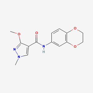 molecular formula C14H15N3O4 B2703582 N-(2,3-dihydro-1,4-benzodioxin-6-yl)-3-methoxy-1-methyl-1H-pyrazole-4-carboxamide CAS No. 1014046-10-6