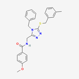 N-((4-benzyl-5-((3-methylbenzyl)thio)-4H-1,2,4-triazol-3-yl)methyl)-4-methoxybenzamide
