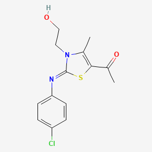 1-[2-(4-Chlorophenyl)imino-3-(2-hydroxyethyl)-4-methyl-1,3-thiazol-5-yl]ethanone