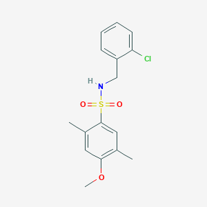 molecular formula C16H18ClNO3S B2703608 N-[(2-chlorophenyl)methyl]-4-methoxy-2,5-dimethylbenzene-1-sulfonamide CAS No. 929474-29-3
