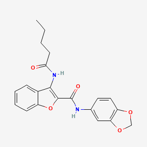 molecular formula C21H20N2O5 B2703634 N-(2H-1,3-benzodioxol-5-yl)-3-pentanamido-1-benzofuran-2-carboxamide CAS No. 887224-38-6