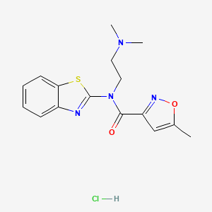 molecular formula C16H19ClN4O2S B2703646 N-(1,3-BENZOTHIAZOL-2-YL)-N-[2-(DIMETHYLAMINO)ETHYL]-5-METHYL-1,2-OXAZOLE-3-CARBOXAMIDE HYDROCHLORIDE CAS No. 1329872-37-8