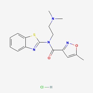 molecular formula C16H19ClN4O2S B2703646 N-(benzo[d]thiazol-2-yl)-N-(2-(dimethylamino)ethyl)-5-methylisoxazole-3-carboxamide hydrochloride CAS No. 1329872-37-8