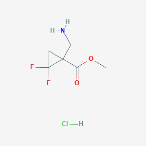 molecular formula C6H10ClF2NO2 B2703652 methyl1-(aminomethyl)-2,2-difluorocyclopropane-1-carboxylatehydrochloride CAS No. 2416229-29-1