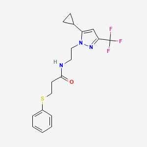 N-(2-(5-cyclopropyl-3-(trifluoromethyl)-1H-pyrazol-1-yl)ethyl)-3-(phenylthio)propanamide