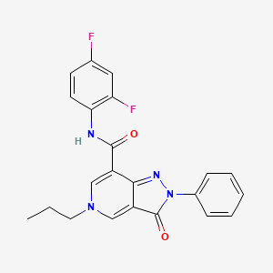 molecular formula C22H18F2N4O2 B2703660 N-(2,4-difluorophenyl)-3-oxo-2-phenyl-5-propyl-2H,3H,5H-pyrazolo[4,3-c]pyridine-7-carboxamide CAS No. 921834-04-0
