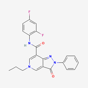 molecular formula C22H18F2N4O2 B2703660 N-(2,4-difluorophenyl)-3-oxo-2-phenyl-5-propyl-3,5-dihydro-2H-pyrazolo[4,3-c]pyridine-7-carboxamide CAS No. 921834-04-0