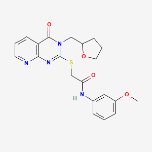 molecular formula C21H22N4O4S B2703668 N-(3-methoxyphenyl)-2-({4-oxo-3-[(oxolan-2-yl)methyl]-3H,4H-pyrido[2,3-d]pyrimidin-2-yl}sulfanyl)acetamide CAS No. 902950-22-5