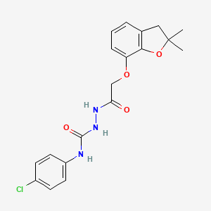 molecular formula C19H20ClN3O4 B2703669 1-(2-(2,2-Dimethyl(3-oxaindan-4-yloxy))acetyl)-4-(4-chlorophenyl)semicarbazide CAS No. 1024240-47-8