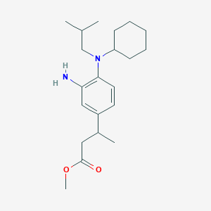 molecular formula C21H34N2O2 B2703706 Methyl 3-{3-amino-4-[cyclohexyl(2-methylpropyl)amino]phenyl}butanoate CAS No. 2101987-56-6