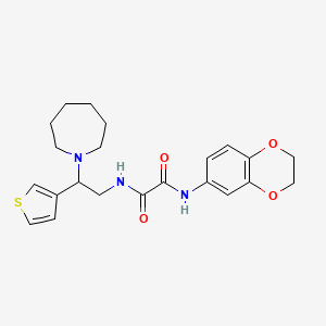 molecular formula C22H27N3O4S B2703743 N'-[2-(azepan-1-yl)-2-(thiophen-3-yl)ethyl]-N-(2,3-dihydro-1,4-benzodioxin-6-yl)ethanediamide CAS No. 946303-73-7