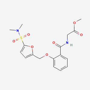 molecular formula C17H20N2O7S B2703772 methyl 2-(2-((5-(N,N-dimethylsulfamoyl)furan-2-yl)methoxy)benzamido)acetate CAS No. 1206999-72-5