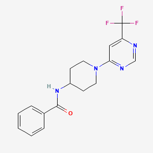 molecular formula C17H17F3N4O B2703795 N-{1-[6-(trifluoromethyl)pyrimidin-4-yl]piperidin-4-yl}benzamide CAS No. 1775362-21-4