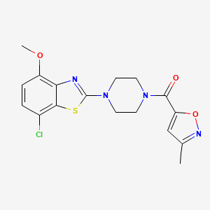 molecular formula C17H17ClN4O3S B2703804 (4-(7-Chloro-4-methoxybenzo[d]thiazol-2-yl)piperazin-1-yl)(3-methylisoxazol-5-yl)methanone CAS No. 946319-65-9