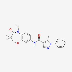molecular formula C24H26N4O3 B2703817 N-(5-ethyl-3,3-dimethyl-4-oxo-2,3,4,5-tetrahydro-1,5-benzoxazepin-8-yl)-5-methyl-1-phenyl-1H-pyrazole-4-carboxamide CAS No. 1286726-06-4