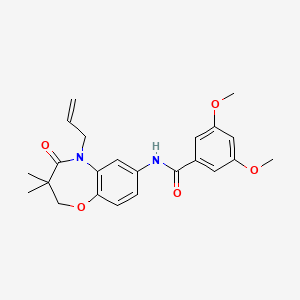 molecular formula C23H26N2O5 B2703840 N-(5-allyl-3,3-dimethyl-4-oxo-2,3,4,5-tetrahydrobenzo[b][1,4]oxazepin-7-yl)-3,5-dimethoxybenzamide CAS No. 921863-37-8