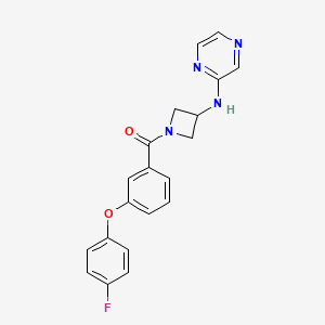 molecular formula C20H17FN4O2 B2703842 N-{1-[3-(4-fluorophenoxy)benzoyl]azetidin-3-yl}pyrazin-2-amine CAS No. 2191266-65-4