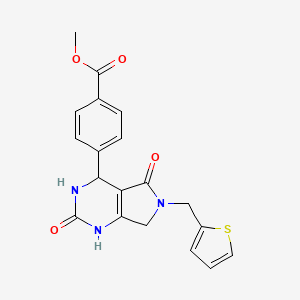 molecular formula C19H17N3O4S B2703847 methyl 4-(2,5-dioxo-6-(thiophen-2-ylmethyl)-2,3,4,5,6,7-hexahydro-1H-pyrrolo[3,4-d]pyrimidin-4-yl)benzoate CAS No. 941999-79-7