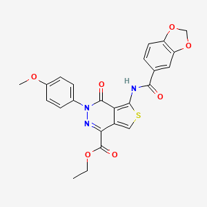 molecular formula C24H19N3O7S B2703858 ethyl 5-(2H-1,3-benzodioxole-5-amido)-3-(4-methoxyphenyl)-4-oxo-3H,4H-thieno[3,4-d]pyridazine-1-carboxylate CAS No. 851951-89-8