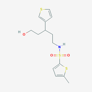 molecular formula C14H19NO3S3 B2703860 N-(5-hydroxy-3-(thiophen-3-yl)pentyl)-5-methylthiophene-2-sulfonamide CAS No. 2034330-01-1