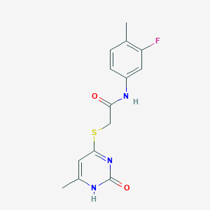 molecular formula C14H14FN3O2S B2703874 N-(3-fluoro-4-methylphenyl)-2-[(6-methyl-2-oxo-1,2-dihydropyrimidin-4-yl)sulfanyl]acetamide CAS No. 905694-85-1