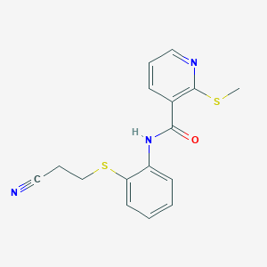 molecular formula C16H15N3OS2 B2703900 N-{2-[(2-cyanoethyl)sulfanyl]phenyl}-2-(methylsulfanyl)pyridine-3-carboxamide CAS No. 1797673-39-2