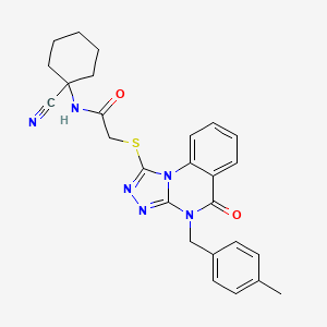 molecular formula C26H26N6O2S B2703901 N-(1-cyanocyclohexyl)-2-[[4-[(4-methylphenyl)methyl]-5-oxo-[1,2,4]triazolo[4,3-a]quinazolin-1-yl]sulfanyl]acetamide CAS No. 852217-35-7