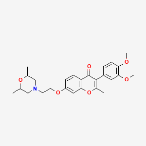 B2703916 3-(3,4-dimethoxyphenyl)-7-(2-(2,6-dimethylmorpholino)ethoxy)-2-methyl-4H-chromen-4-one CAS No. 903853-73-6